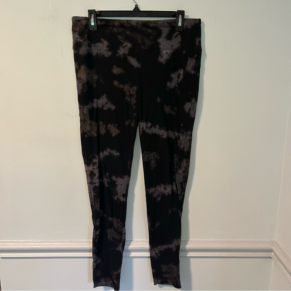 Soft Surroundings Black & Brown Tie-Dye Leggings Size Medium